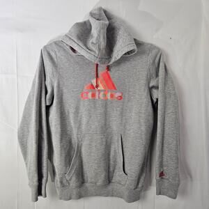 Adidas Sweatshirt Womens Large Gray Pullover Hoodie Hooded Sweatshirt Big Logo